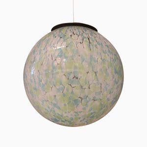 Light Green Light Blue and White Swirling Sphere Pendant by Simoeng