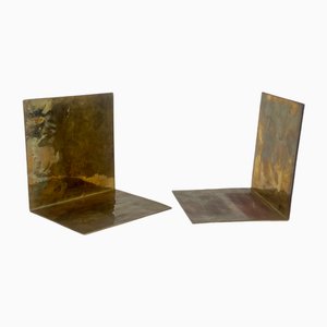 Bauhaus Bookends by Emil Funk for Emilfunk Kg Made of Hand-Made Brass, Germany 1960s, Set of 2