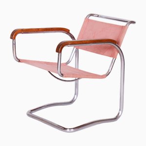 Bauhaus Chair in Beech and Chrome attributed to J. Halabala for Up Zavody, Beech, Chrome, Czech, 1930s