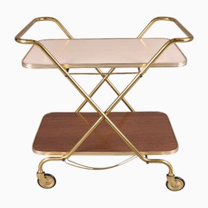 Mid-Century German Brass Bar Cart with Two-Tier Shelves, 1960s