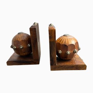 Set de Serre-Livres Art Déco en Bois et Fer, France, 1930s, Set de 2