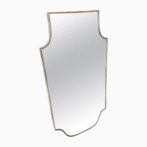 Miroir Mural Mid-Century Moderne en Laiton dans le style de Gio Ponti, Italie, 1960s