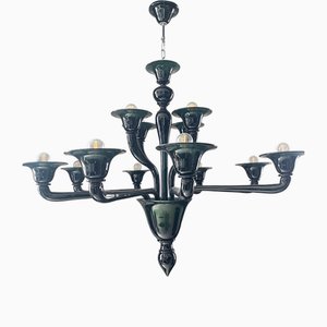 Lustre Style Murano en Verre Translucide Vert Pétrole par Simoeng
