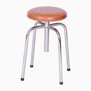 Bauhaus Swivel Chair in Chrome-Plated Steel & Leatherette, Czechia, 1950s