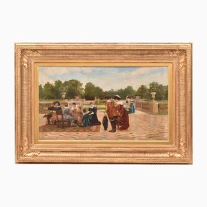 Filippo Baratti, Elegantly Dressed People, Oil on Canvas, 1883, Framed