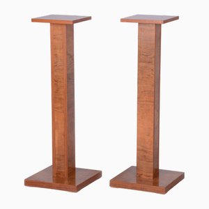 Art Deco Pedestals in Walnut, Czech, 1920s, Set of 2
