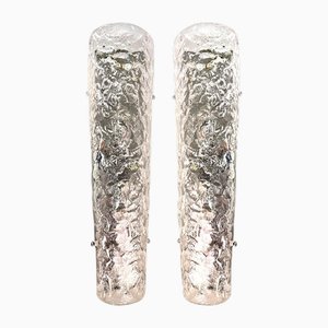 Italian Transparent Hammered Murano Style Glass Wall Sconces by Simoeng, Set of 2