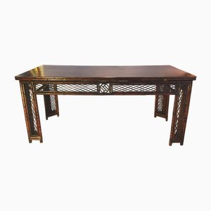Table Console Qing Dynasty Antique en Bambou et Orme, 1890s