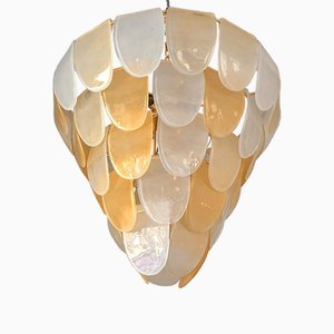 Modern Sanded Amber Petals Murano Style Glass Chandelier by Simoeng