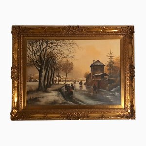 Palestrini, Winter Landscape, 1970, Oil on Canvas, Framed