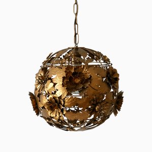 Mid-Century Moderne Hängelampe aus Metall mit Blumenmuster, Deutschland, 1960er