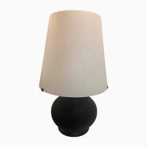 Murano Style White and Black Glass Table Lamp by Simoeng