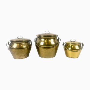 Vintage Swedish Brass Pulp Pots from Skultuna, 1980s, Set of 3