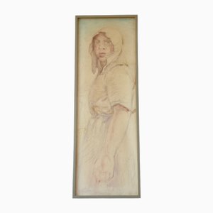 Victor Charles Haegeman, Campesina, Acuarela, década de 1910, Enmarcado