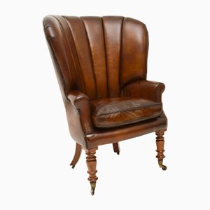 Viktorianischer Ohrensessel aus Leder, 1840er