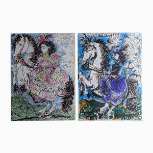 Pablo Picasso, The Knight Girl (Jacqueline Riding), 1961, Signierte Original-Farblithographien, 2er Set