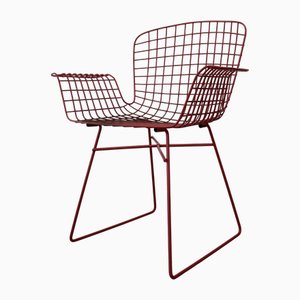 Chaise Mid-Century Moderne en Fil d'Acier Peint en Rouge, Suède, 1960s