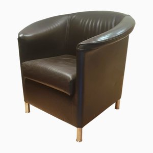 Brown Armrest Leather Chair Aura by Paölo Piva for Wittmann, 1983