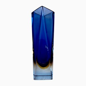 Jarrón Sommerso de cristal de Murano facetado de Flavio Poli para Seguso, años 60