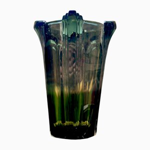 Tschechoslowakische Art Deco Inwald Glasvase von Rudolf Schröter, 1930er