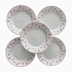 Assiettes Andrée Vintage en Faïence à Motif Soleil par Digoin Sarreguemines, France, Set de 5