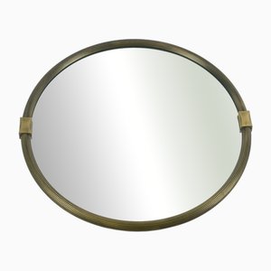 Mid-Century German Round Brass Wall Mirror from Planilux, 1970s