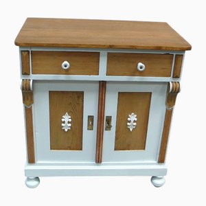Cottage Style German Cabinet in Pinewood + Shabby White, 1890s
