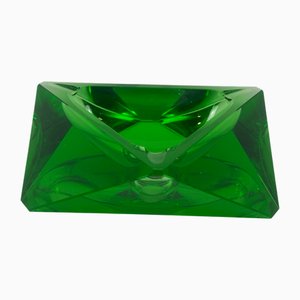 Posacenere Art Deco in vetro verde attribuito a Moser, anni '30