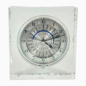 Postmoderne World Time Table Clock aus Kristallglas von Rastal für Wiesenthal, 1980er