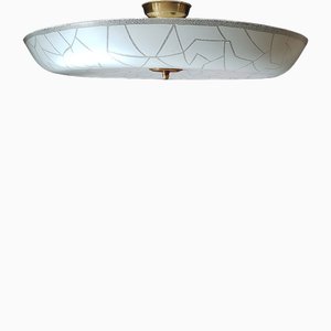 Mid-Century Glass and Brass Pendant Lamp, 1950s