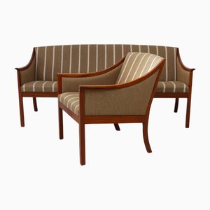 Set of Danish Lounge Chair and 3-Seater Sofa by Ole Wanscher for PJ Møbler, 1960s