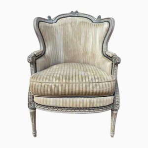Louis XVI Beige Velvet Armchair