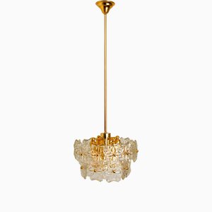 Luminaire Floral à 2 Niveaux en Verre et Laiton de Hille, 1960s