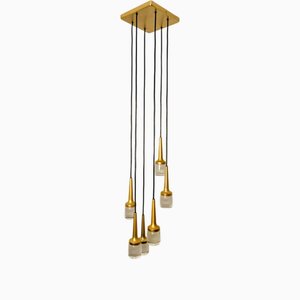 Brass and Glass Cascade Fixture attributed to Staff, 1969