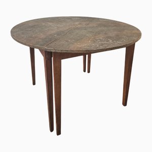 Tables Provincial Half Moon avec Plateaux en Marbré, Suède, 1860s, Set de 2