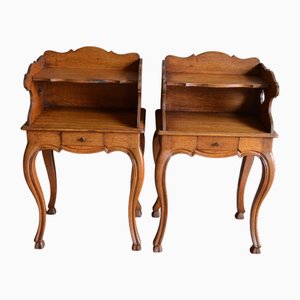 Oak Wooden Bedside Tables, Set of 2