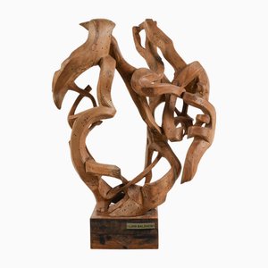 Scultura stilizzata in legno di Luigi Balducci, 1970