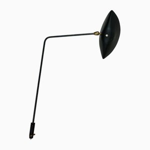Black Single Arm Wall Lamp attributed to Serge Mouille, 1950s