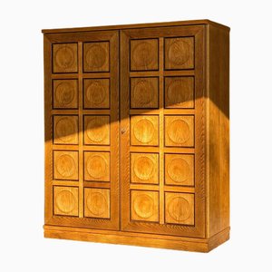 Credenza brutalista in quercia, anni '80