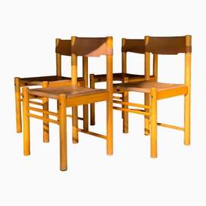 Brown Leather Dining Chairs from Ibisco, 1970s, Set of 4