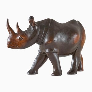 Scultura di Rhino in legno intagliato, anni '50