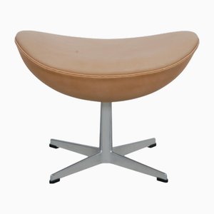 Egg Stool in Natural Leather by Arne Jacobsen