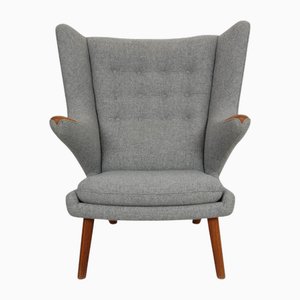 Silla Papa Bear de tela Hallingdal gris de Hans Wegner