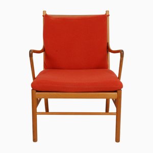 Colonial Chair in Orange Fabric by Ole Wanscher, 1980s
