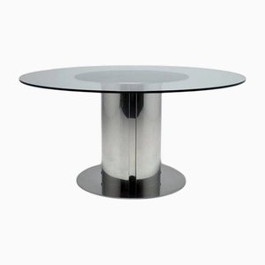 Cidonio Round Glass and Mirror Table by Antonia Astori de Ponti for Driade, Italy, 1960s
