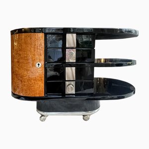 Carrito de bar o mesa auxiliar Art Déco con ruedas, años 20 a 40