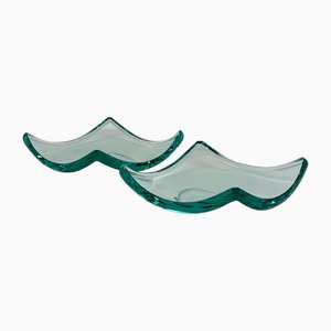 Vassoi / posacenere in vetro attribuiti a Pietro Chiesa per Fontana Arte, anni '40, set di 2