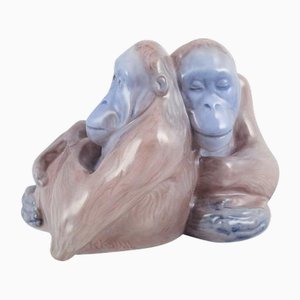 Porcelain Figurine of Two Orangutans by Knud Kyhn for Royal Copenhagen