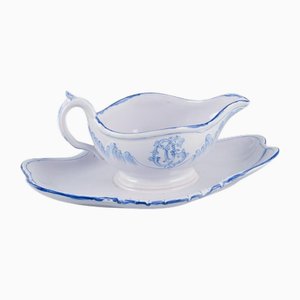 Sauce Boat on Base in Earthenware by Emile Gallé for St Clement, Nancy