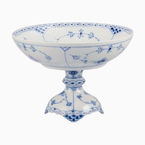 Centro de mesa grande de porcelana estriada azul de encaje de Royal Copenhagen, años 60